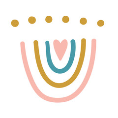 Obraz premium A colorful abstract design featuring curved lines and a heart shape, symbolizing warmth and positivity.