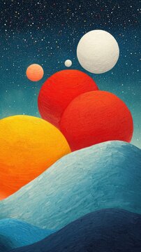 Celestial dance of a trinary star system cosmic landscape digital art night sky abstract view astronomy concept