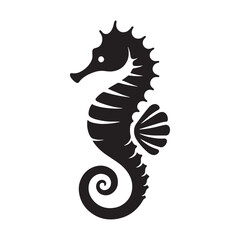 Soaring Seahorse silhouette, evoking fluid motion and grace - Seahorse illustration - Minimalist Seahorse vector - Marine silhouette
