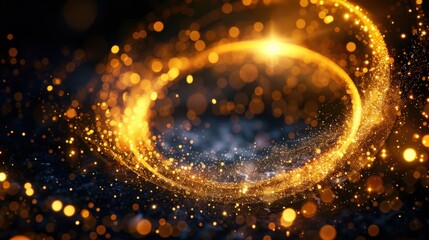 Abstract golden circle effect with a radiant glow and a sophisticated, luxurious atmosphere