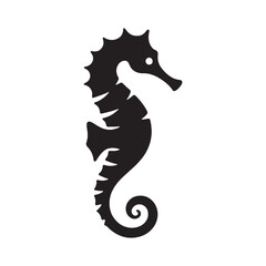 Decorative Seahorse silhouette for oceanic compositions - Seahorse illustration - Minimalist Seahorse vector - Marine silhouette
