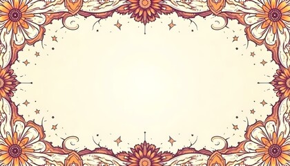 Elegant floral frame with delicate orange blossoms on beige background for romantic invitations or announcements