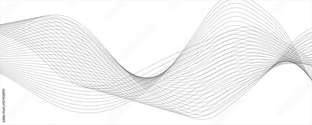 Wall mural abstract vector technology flow grid blend curve wave line digital isolated energy, music dynamic gr