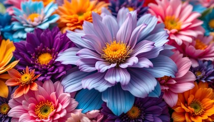 Fototapeta premium Vibrant multi-colored gerbera daisies in full bloom, showcasing nature's diverse palette and floral beauty