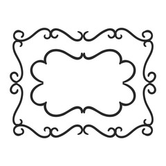 Doodle hand drawn trendy frame elements with swirls and wavy lines.