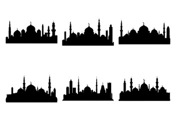 Middle Eastern Skyline Silhouette for Ramadan and Eid Design Icon Bundle