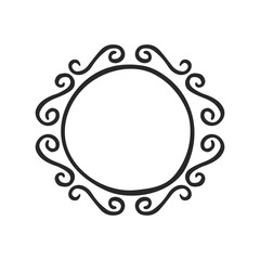 Doodle hand drawn trendy frame elements with swirls and wavy lines.