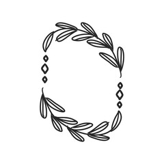 Doodle hand drawn trendy frame elements with swirls and wavy lines.