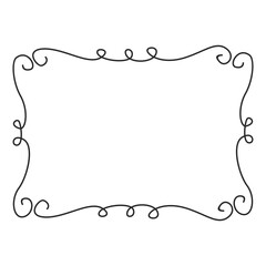 Doodle hand drawn trendy frame elements with swirls and wavy lines.