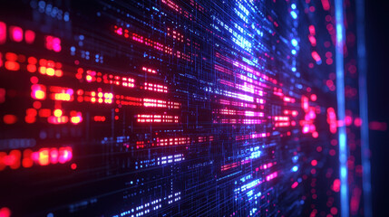 Obraz premium Examination of a cybernetic brain revealing complex algorithms illuminated by deep blue neon lights
