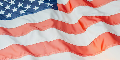 Draped American Flag Detail: Red, White, and Blue Stripes and Stars