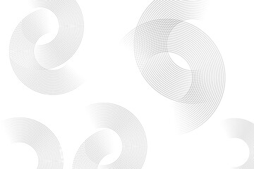 Grey abstract background with white circle lines. White abstract background. Modern circle lines pattern. Minimal lines pattern. Modern futuristic concept. Vector illustration.