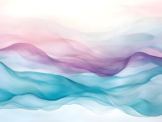 Obraz premium Ethereal abstract artwork with misty hues blending in soft waves, creating serene and tranquil atmosphere. gentle colors evoke sense of calm and peace