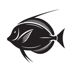 Aesthetic Surgeonfish silhouette, blending elegance and simplicity - Surgeonfish illustration - Minimalist Surgeonfish vector - Fish silhouette
