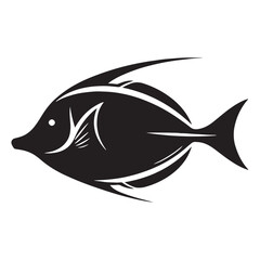 Artful Surgeonfish silhouette, perfect for digital and print media - Surgeonfish illustration - Minimalist Surgeonfish vector - Fish silhouette
