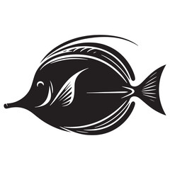 Smooth Surgeonfish silhouette for professional and modern designs - Surgeonfish illustration - Minimalist Surgeonfish vector - Fish silhouette
