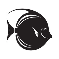 Stylized Surgeonfish silhouette, blending elegance with simplicity - Surgeonfish illustration - Minimalist Surgeonfish vector - Fish silhouette
