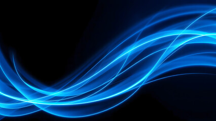 Abstract blue light waves on a dark background, representing energy flow, futuristic technology, and modern digital communication systems.