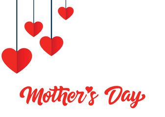 Lovely paper art drawing Happy Mothers Day card. Mom and baby on white background with love. Trendy Mother's Day card, banner, poster, flyer, label or cover with flowers frame, abstract floral pattern