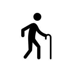 Elderly Man with Walking Stick Icon
