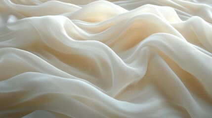Obraz premium Soft, flowing white fabric draping gracefully, creating gentle waves in a serene and airy setting