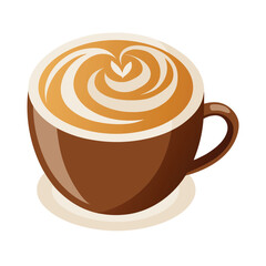 Cappuccino with Latte Art Vector Illustration ? Cartoon, Clipart & Line Art Design 2.eps