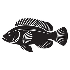 Striking Wrasse fish silhouette, featuring a streamlined shape - Wrasse fish illustration - Minimalist Wrasse vector - Fish silhouette
