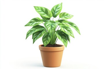 3D Office Plant Icon Isolated and White Background