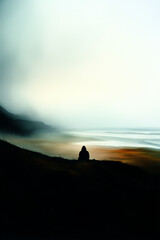 Fototapeta premium person in front of water with horizon