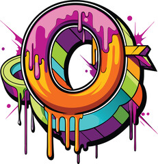 Bold Uppercase Letter O in Graffiti Street Art Style with Vibrant Spray-Painted Textures, Drips, and Urban Aesthetic, Graffiti Letter O, Urban Art O, Spray Painted Letter O



