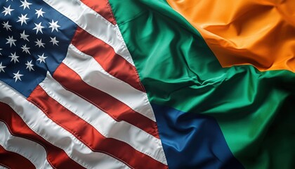 Flags of the United States and another country waving together