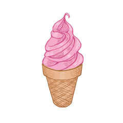 Strawberry Ice Cream Illustration