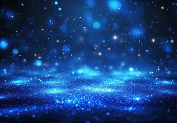 Obraz premium Mesmerizing Blue Bokeh Background with Glowing Particles and Soft Light for Abstract and Magical Designs
