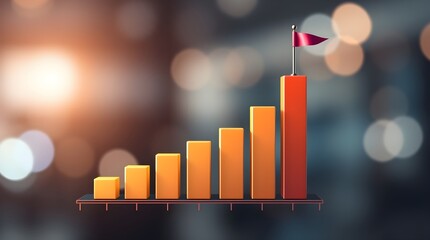 A bar chart infographic with a flag at the highest bar, space for copy