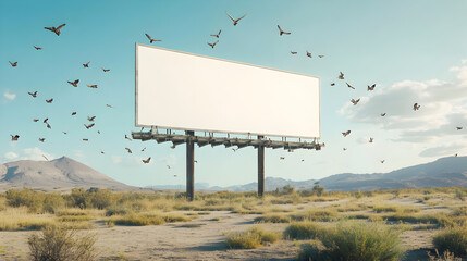 white billboard hovering above a futuristic cityscape with glowing neon elements 