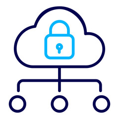 Cloud data lock Outline Color icon