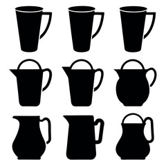 Collection of Black and White Pottery and jug Silhouettes