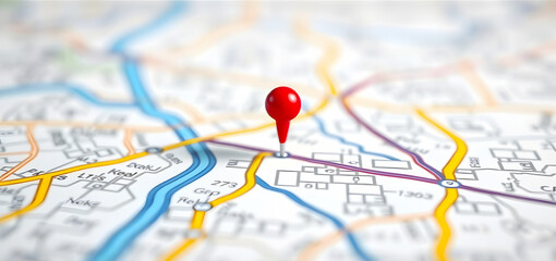 Obraz premium 3D map with red location pins marking destinations, symbolizing navigation, travel, and modern location-based services for finding routes and exploring places
