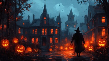 Spooky halloween festival night haunted street event coverage eerie atmosphere first-person perspective thrilling experience