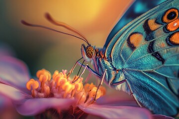 Vibrant butterfly on fiery bloom: close-up nature photography