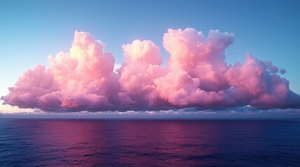 Pink Clouds Over Serene Ocean Horizon