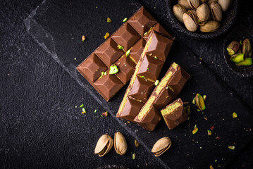 Dubai chocolate with kadayif pistachio filling