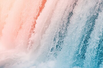 Fototapeta premium Close-up of a waterfall's cascading water, showcasing its texture and vibrant color variations.
