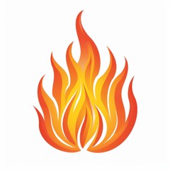 A bold fire logo with intense flames and strong lines, centered on a white background