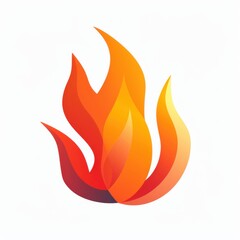 A bold fire logo with intense flames and strong lines, centered on a white background