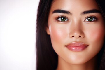 Fototapeta premium portrait of asian woman with soft radiant skin, beauty close-up