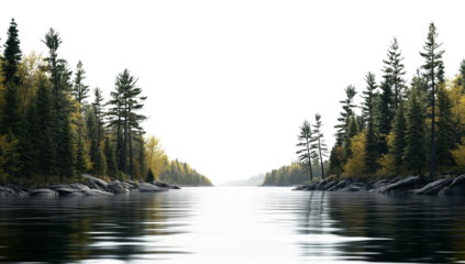  a green forest on the river bank isolated on a transparent background