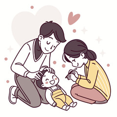 Child with parents vector