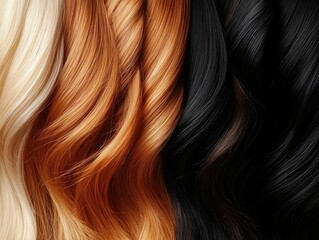 Fototapeta premium Vibrant Natural Hair Dye Samples: A Palette of Beautiful Hues from Blonde to Black for Healthy, Stylish Locks