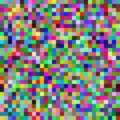 collage of colorful squares featuring random letters and numbers symbolizes educational concepts